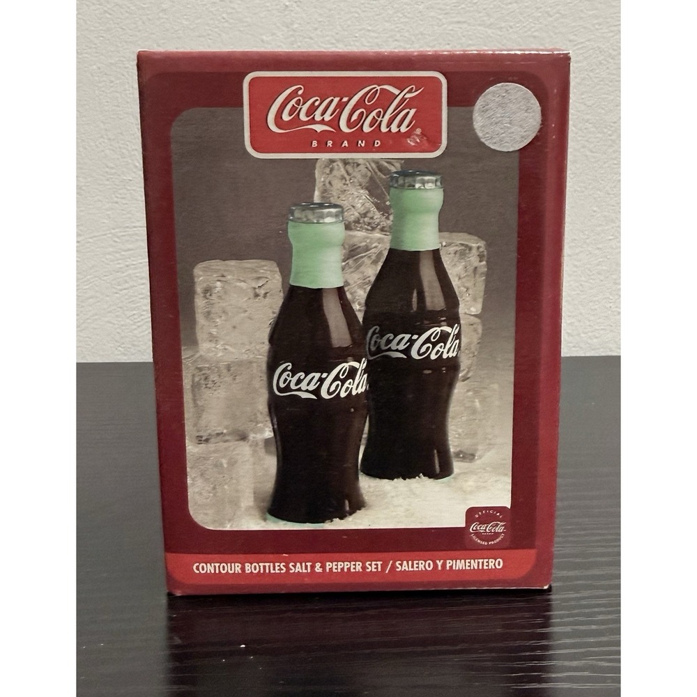 1994 COCA-COLA Ceramic SALT & PEPPER Shakers 5.5" COKE Bottles New In Box